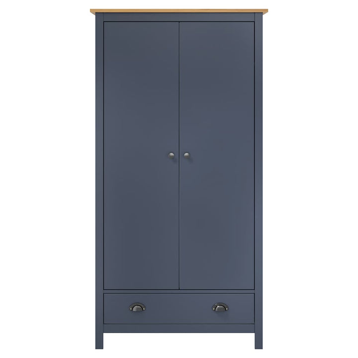 klædeskab med 2 låger Hill 89x50x170 cm massivt fyrretræ grå