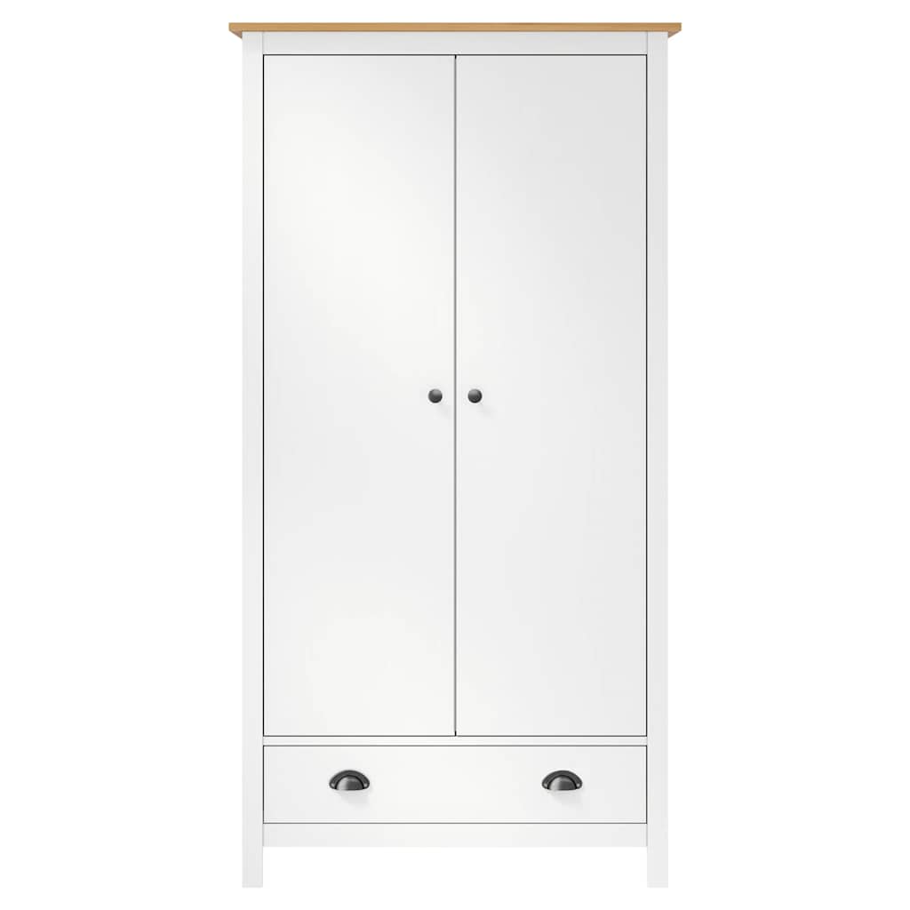 klædeskab med 2 låger Hill 89x50x170 cm massivt fyrretræ hvid