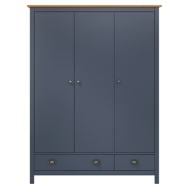 klædeskab med 3 låger Hill 127x50x170 cm massivt fyrretræ grå