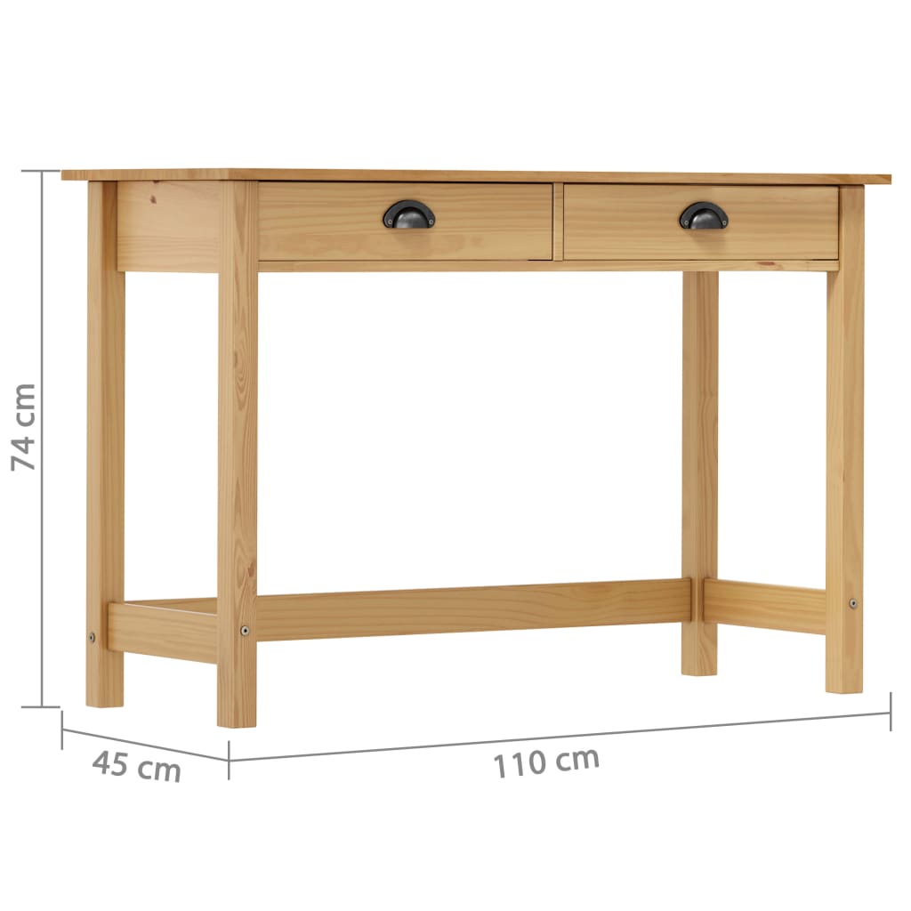 konsolbord Hill med 2 skuffer 110x45x74 cm massivt fyrretræ