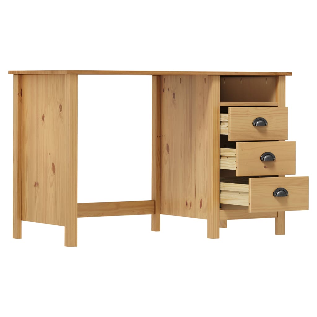 skrivebord Hill med 3 skuffer 120x50x74 cm massivt fyrretræ