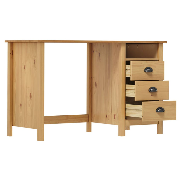 skrivebord Hill med 3 skuffer 120x50x74 cm massivt fyrretræ