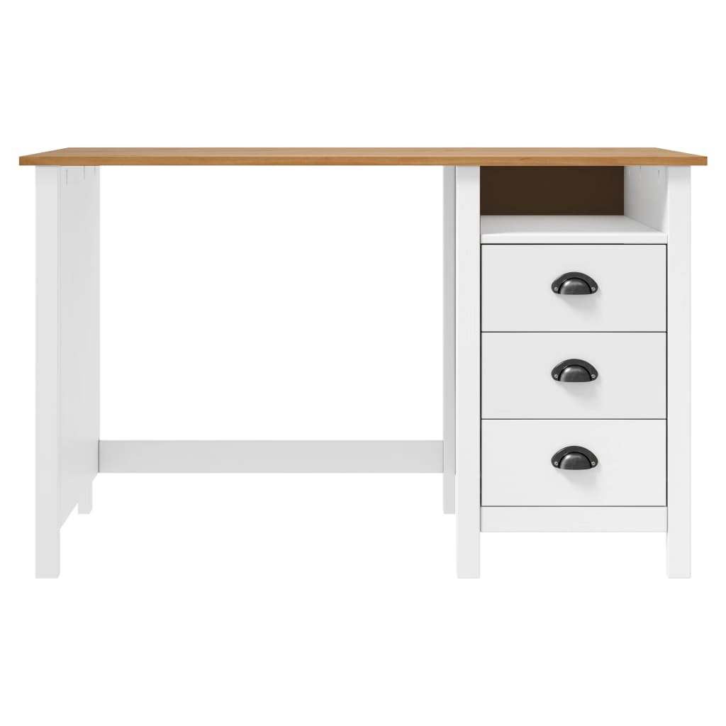 skrivebord Hill med 3 skuffer 120x50x74 cm massivt fyrretræ