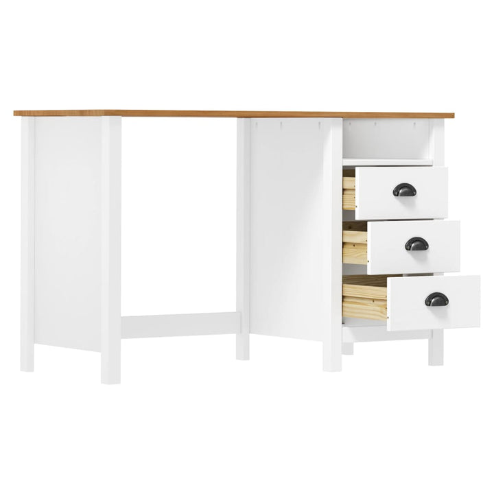 skrivebord Hill med 3 skuffer 120x50x74 cm massivt fyrretræ