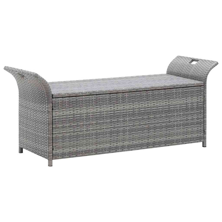 opbevaringsbænk med hynde 138 cm polyrattan grå