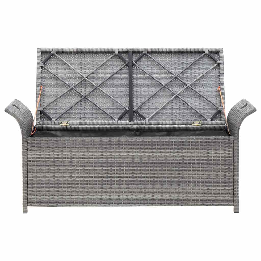 opbevaringsbænk med hynde 138 cm polyrattan grå