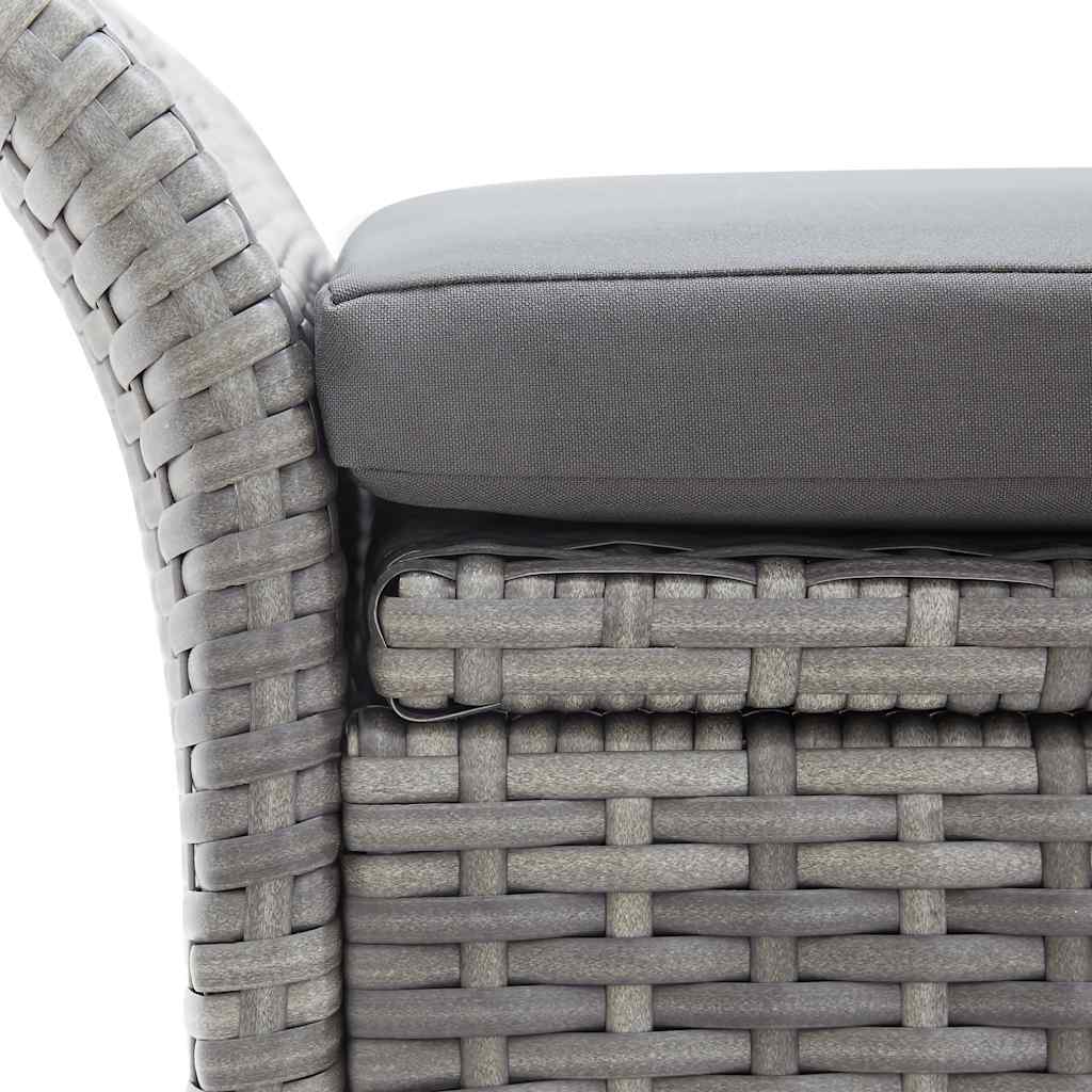 opbevaringsbænk med hynde 138 cm polyrattan grå