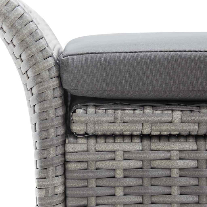 opbevaringsbænk med hynde 138 cm polyrattan grå