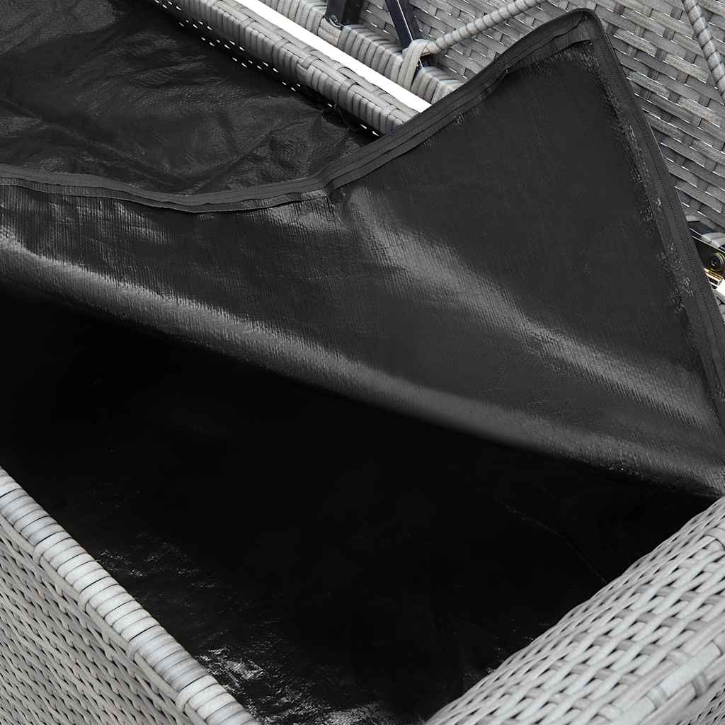 opbevaringsbænk med hynde 138 cm polyrattan grå