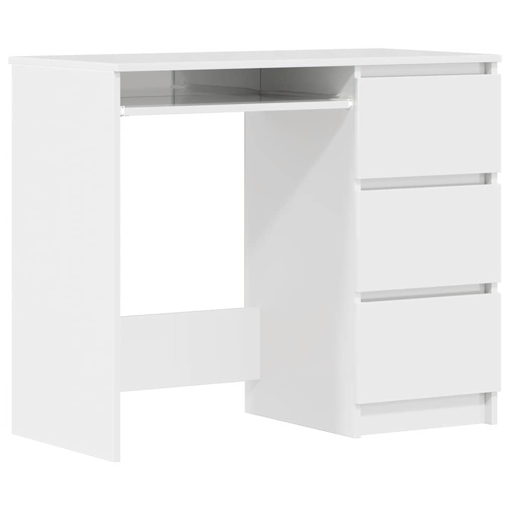 skrivebord 90x45x76 cm konstrueret træ højglans hvid