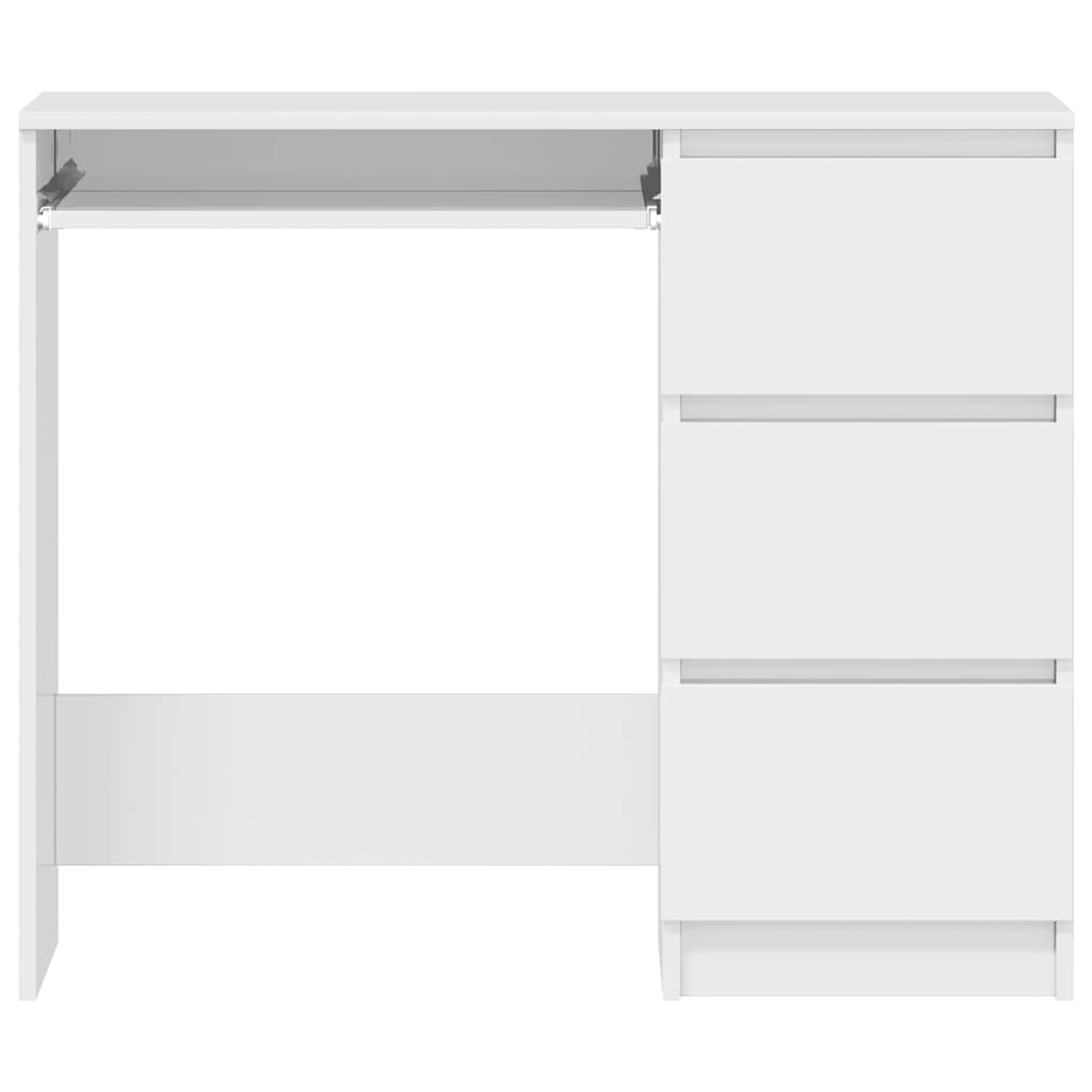 skrivebord 90x45x76 cm konstrueret træ højglans hvid