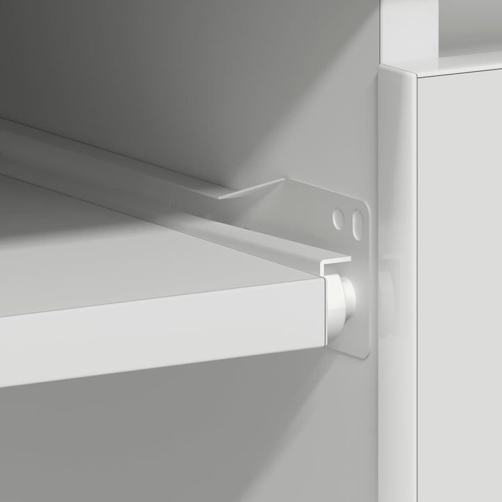 skrivebord 90x45x76 cm konstrueret træ højglans hvid