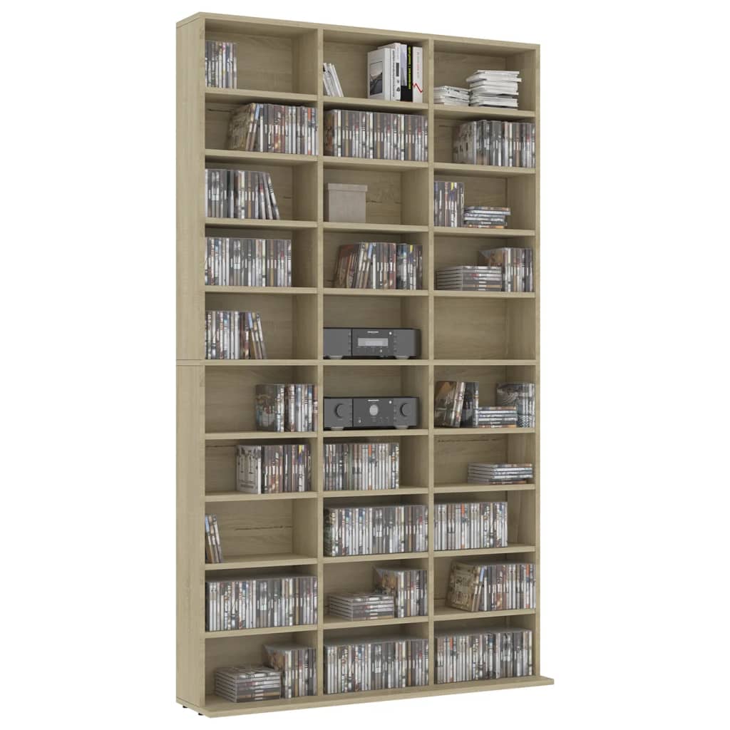 cd-reol 102x16x177,5 cm konstrueret træ sonoma-eg