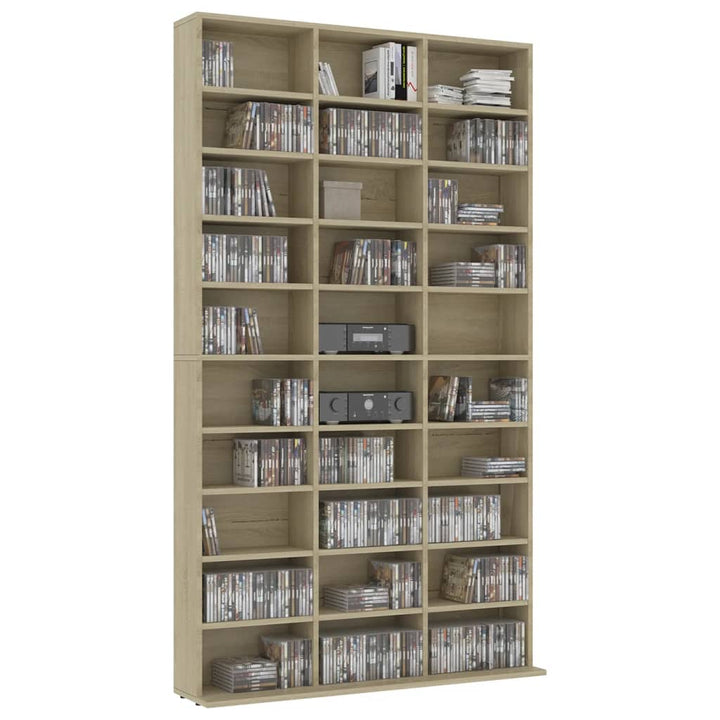 cd-reol 102x16x177,5 cm konstrueret træ sonoma-eg