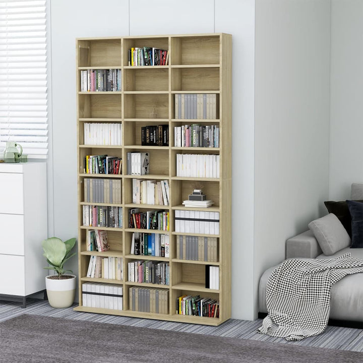 cd-reol 102x16x177,5 cm konstrueret træ sonoma-eg