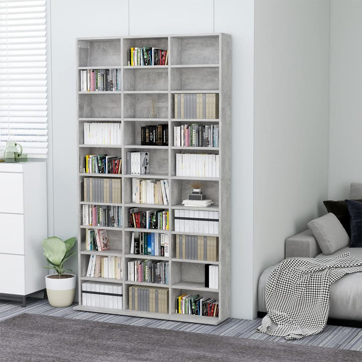 cd-reol 102x16x177,5 cm konstrueret træ betongrå