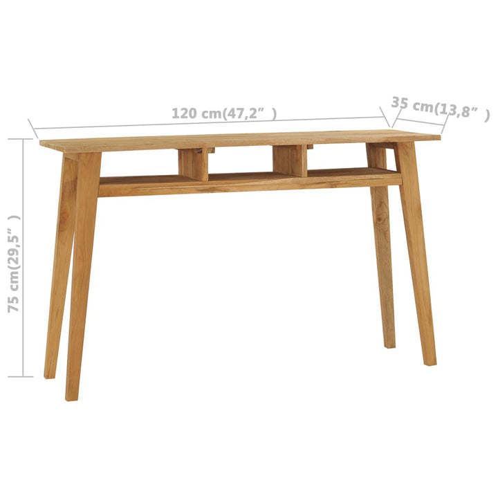 konsolbord 120x35x75 cm massivt teaktræ