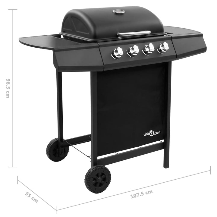 gasgrill 4 brændere sort