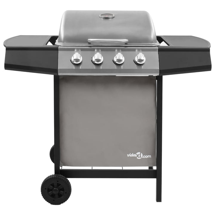 gasgrill 4 brændere sort og sølvfarvet