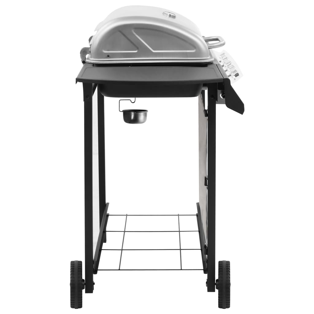 gasgrill 4 brændere sort og sølvfarvet