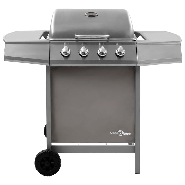 gasgrill 4 brændere sølvfarvet