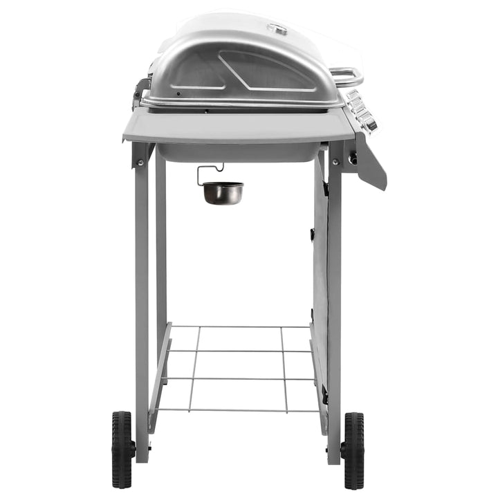 gasgrill 4 brændere sølvfarvet
