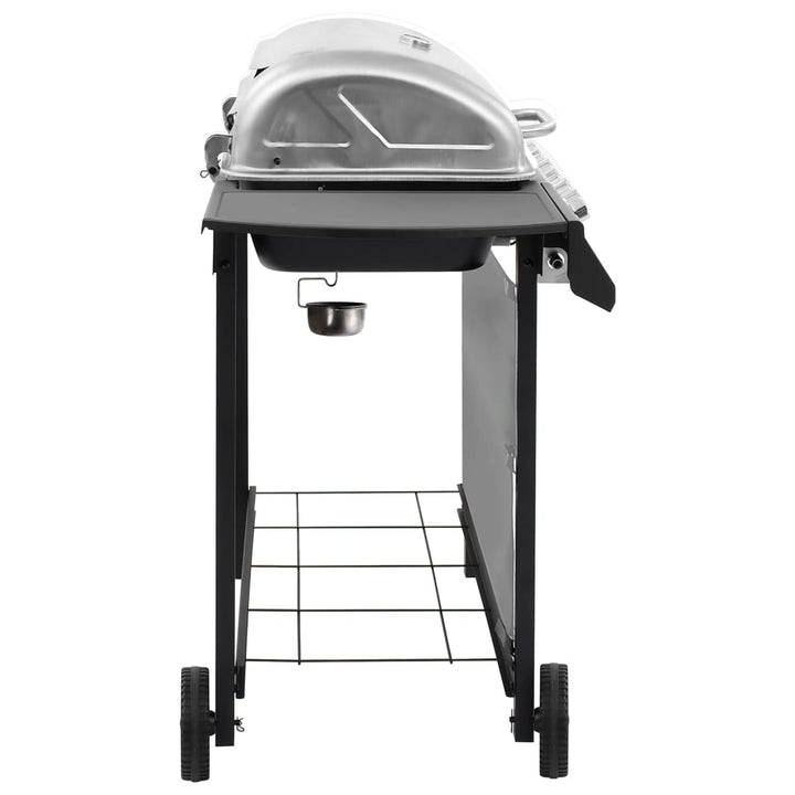 gasgrill 6 brændere sort og sølvfarvet
