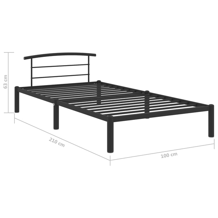 sengestel 90x200 cm metal sort