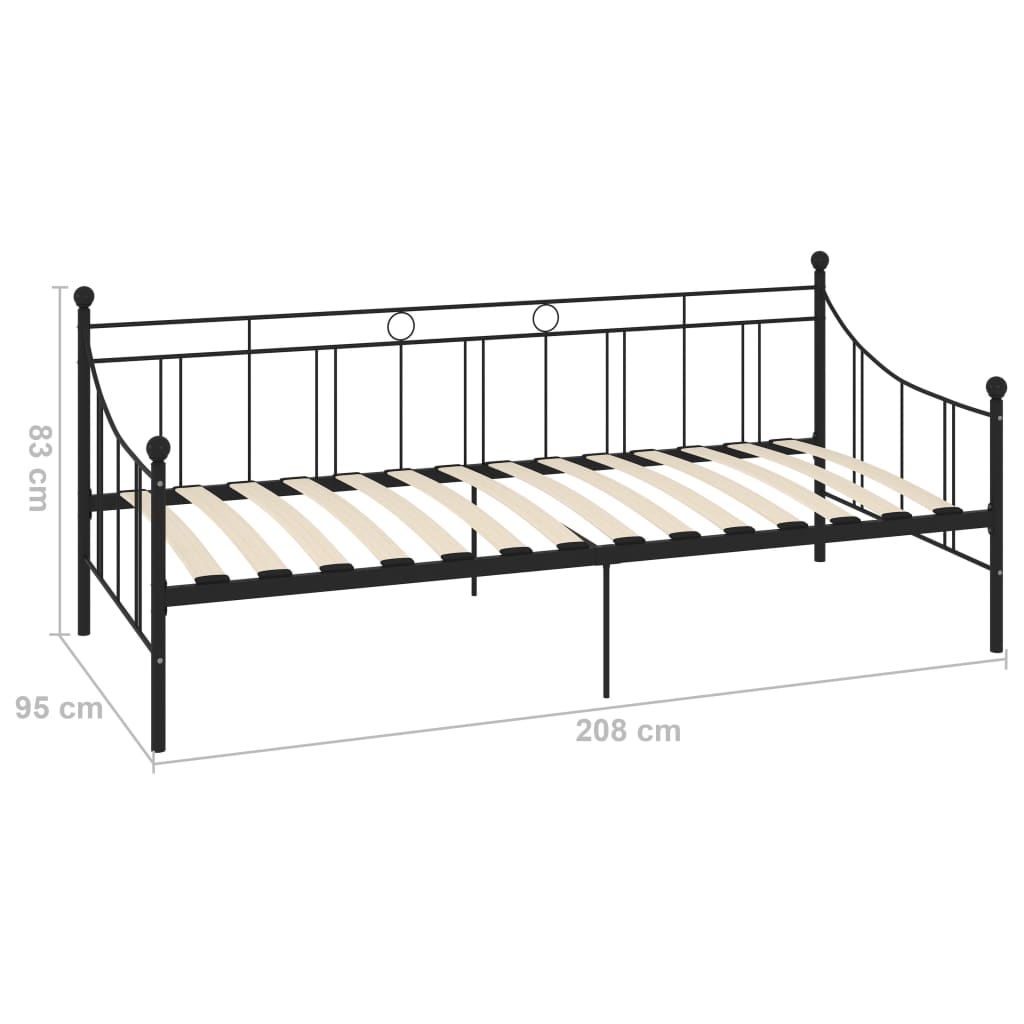stel til daybed 90x200 cm metal sort