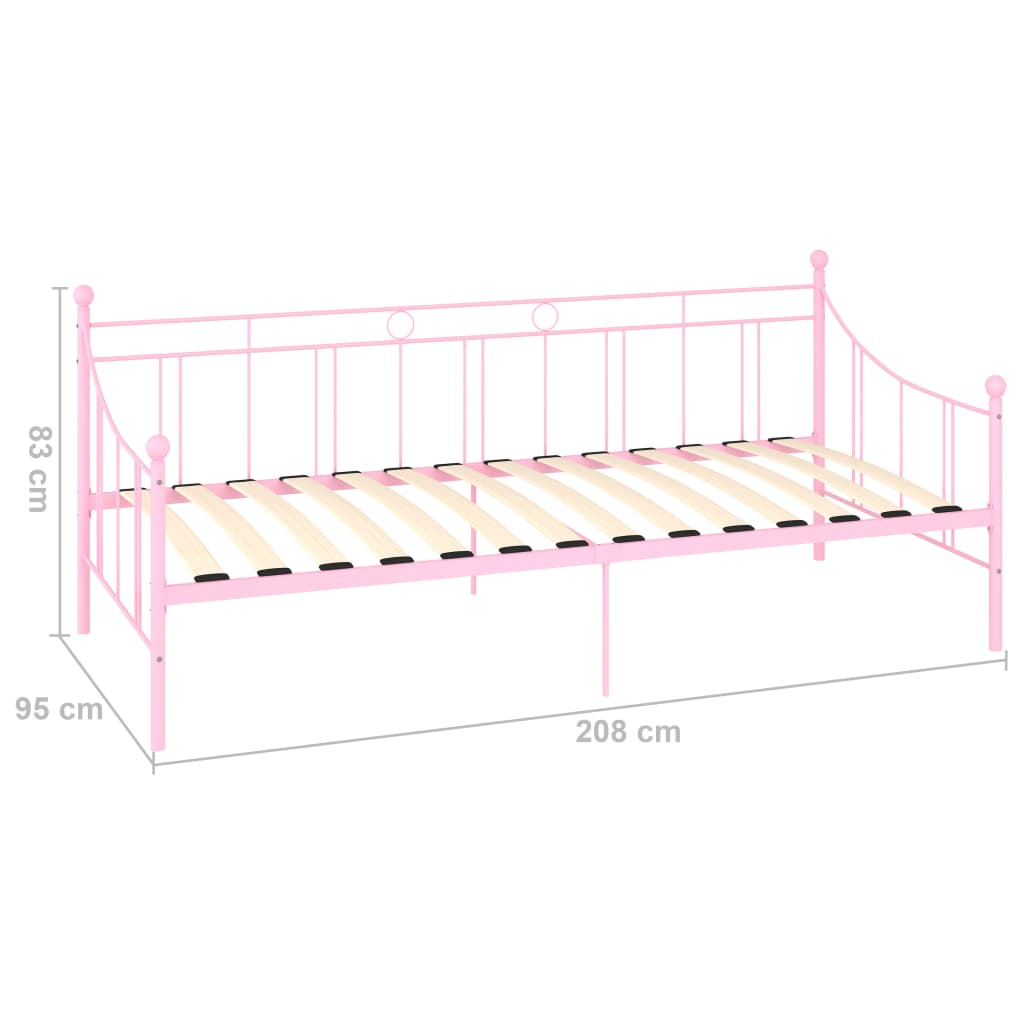 stel til daybed 90x200 cm metal pink