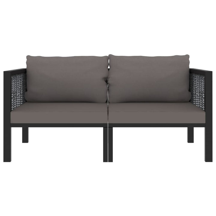 2-personers sofa med hynder polyrattan antracitgrå