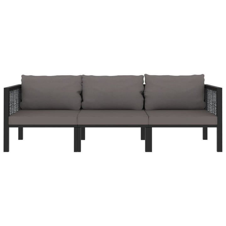 3-personers sofa med hynder polyrattan antracitgrå