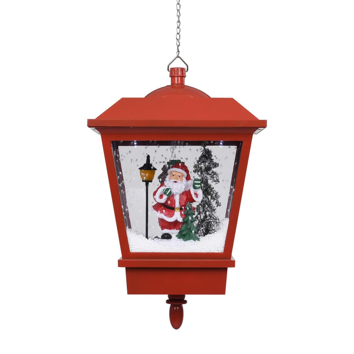 hængende julelampe med LED-lys og julemand 27x27x45 cm rød