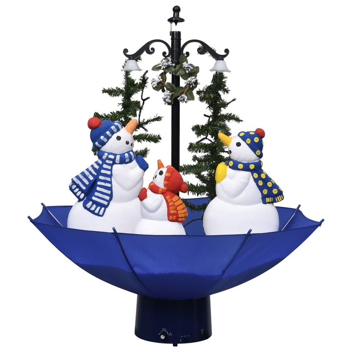 juletræ med snefald paraplyfod 75 cm PVC blå