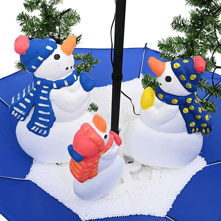 juletræ med snefald paraplyfod 75 cm PVC blå
