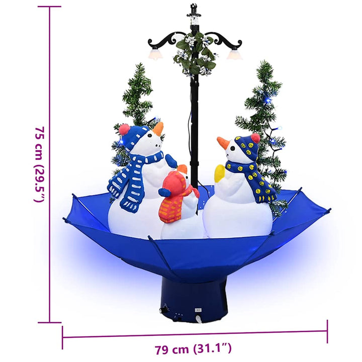 juletræ med snefald paraplyfod 75 cm PVC blå