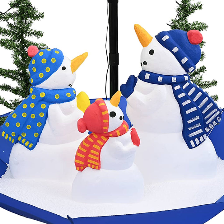 juletræ med snefald paraplyfod 170 cm PVC blå