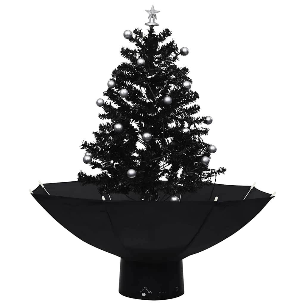 juletræ med snefald paraplyfod 75 cm PVC sort