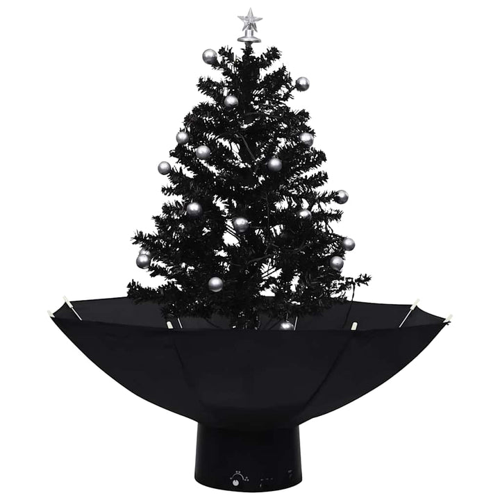 juletræ med snefald paraplyfod 75 cm PVC sort