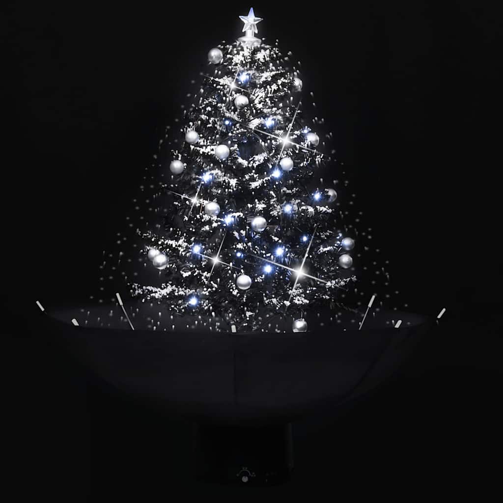 juletræ med snefald paraplyfod 75 cm PVC sort