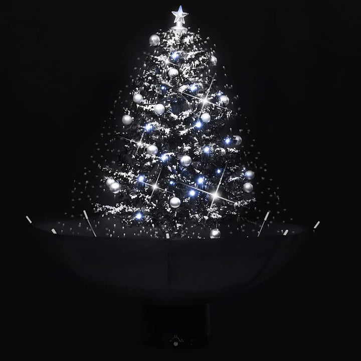 juletræ med snefald paraplyfod 75 cm PVC sort
