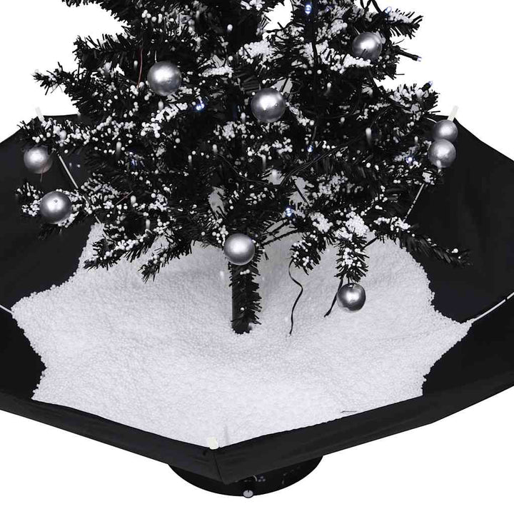 juletræ med snefald paraplyfod 75 cm PVC sort