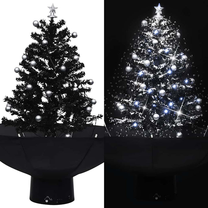 juletræ med snefald paraplyfod 75 cm PVC sort