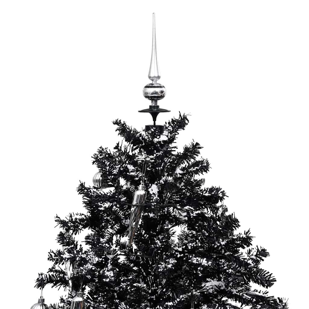 juletræ med snefald paraplyfod 170 cm PVC sort