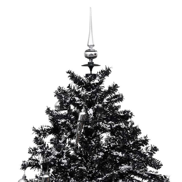 juletræ med snefald paraplyfod 170 cm PVC sort