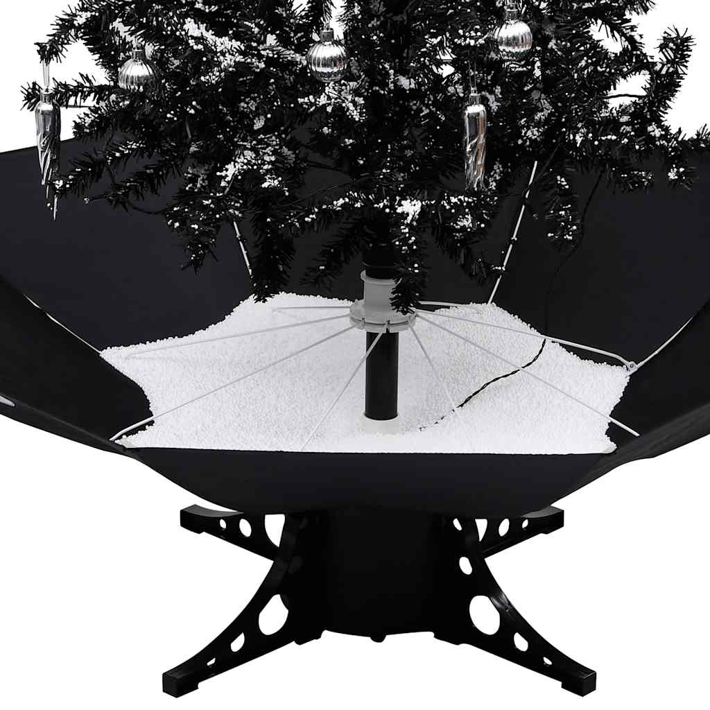 juletræ med snefald paraplyfod 170 cm PVC sort