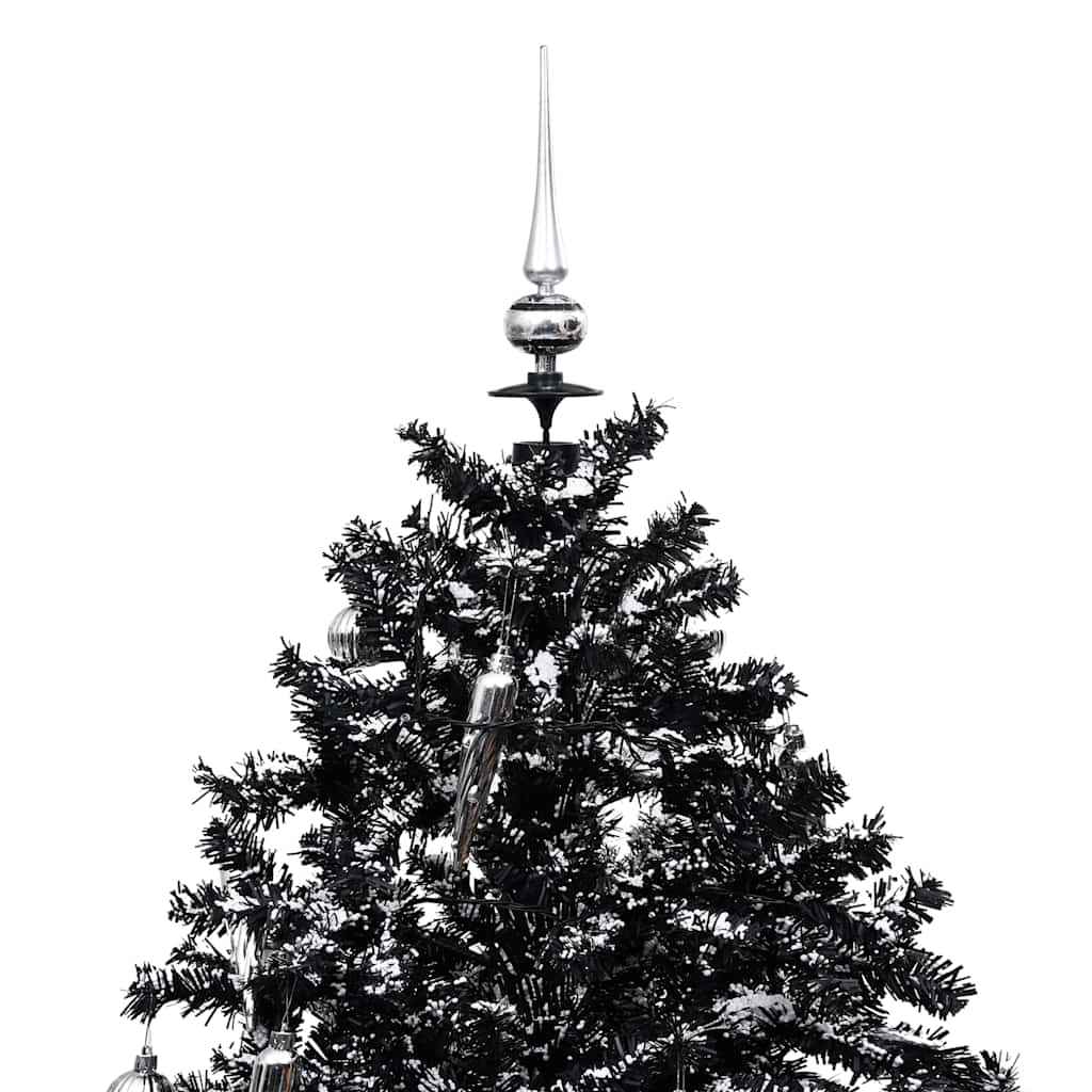 juletræ med snefald paraplyfod 190 cm PVC sort