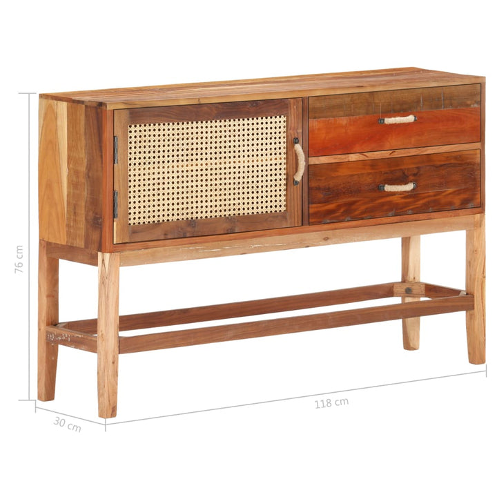 skænk 118x30x76 cm massivt genbrugstræ