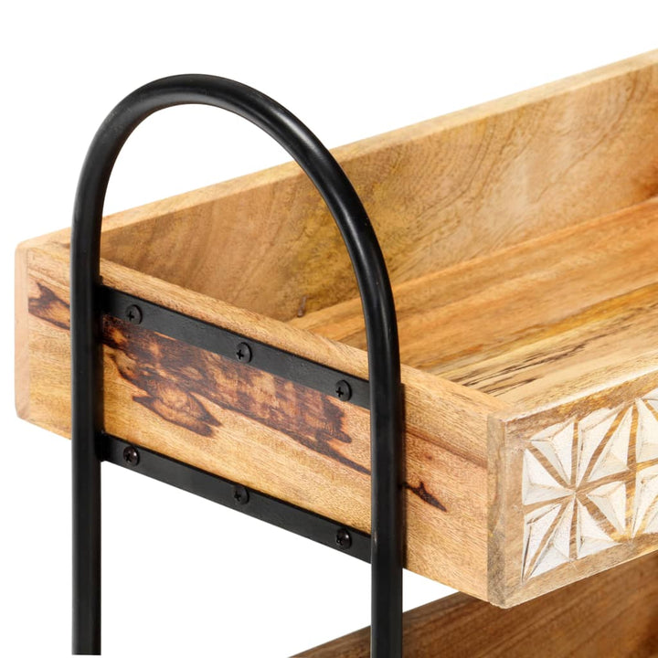 køkkenvogn med 3 hylder 46x30x76 cm massivt mangotræ