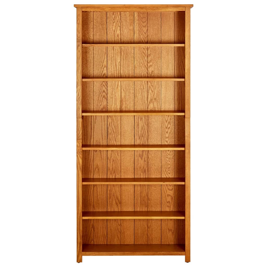 bogreol med 7 hylder 90x22,5x200 cm massivt egetræ